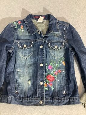Limited Too Dark Blue Denim Jacket with Red Logo